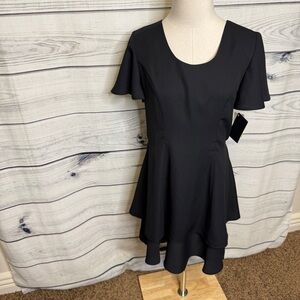 Short sleeved black dress, flutter sleeves